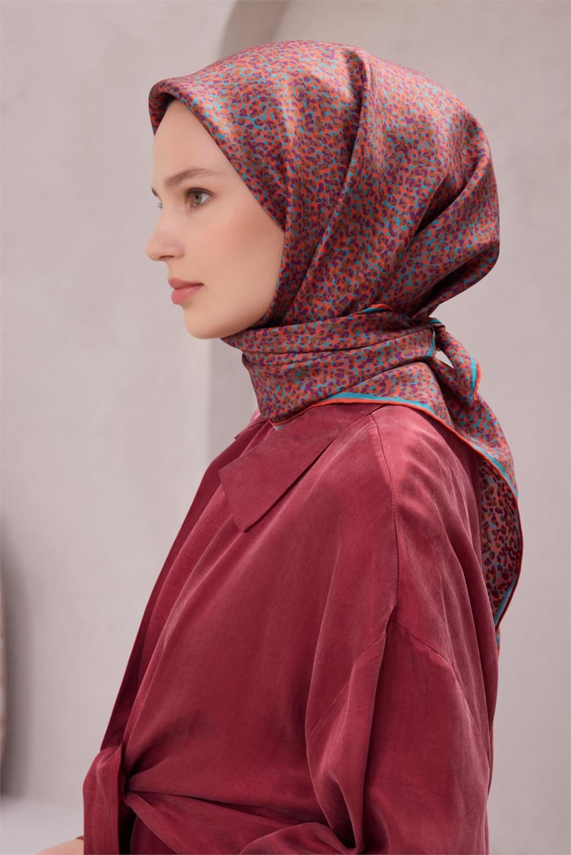 {URUNSEO_TITLE} | BELLI | BELLİ İPEK EŞARP | BELLİ LEOPAR DESEN İPEK EŞARP 4208D (TWILL) KİREMİT - 80