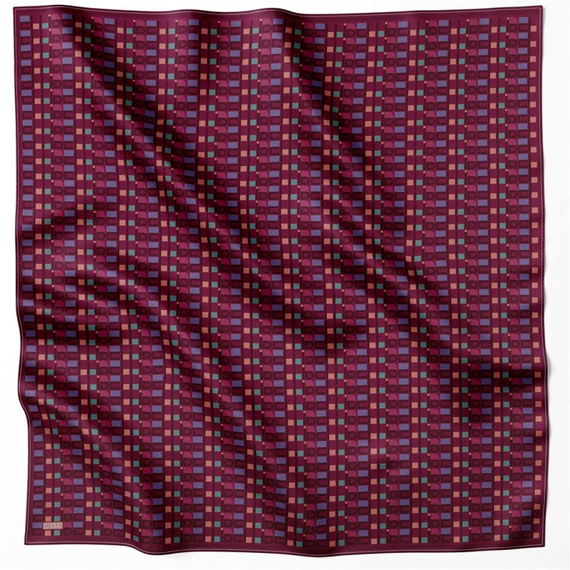 BELLİ LOGO DESEN İPEK EŞARP 4223D (TWILL) VİŞNE ÇÜRÜĞÜ - 86