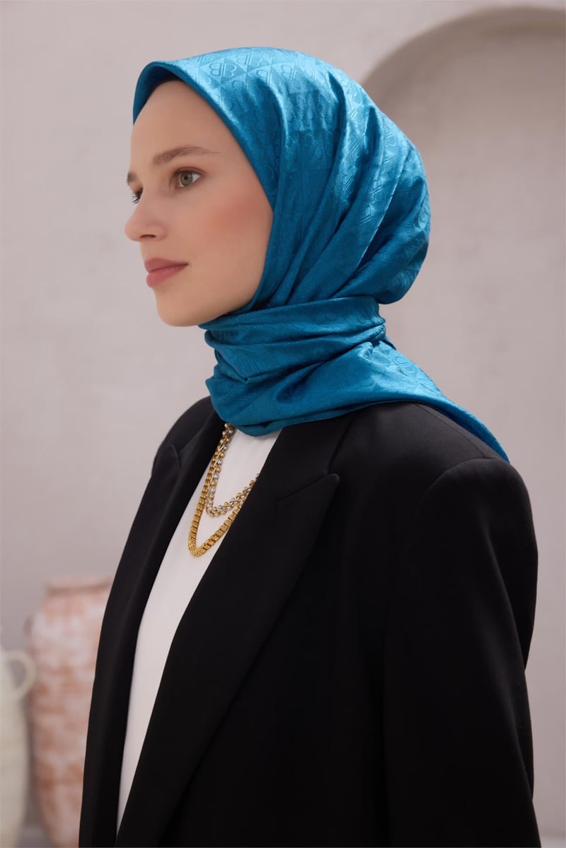 {URUNSEO_TITLE} | BELLI | POLYESTER EŞARP | BELLİ LOGO DESEN J.MONOGRAM PETROL EŞARP