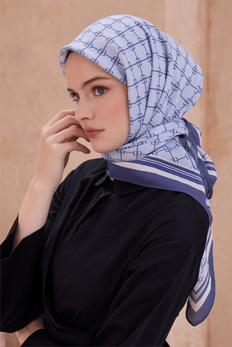 BELLİ LOGO DESEN PAULİSTA MAVİ EŞARP 11