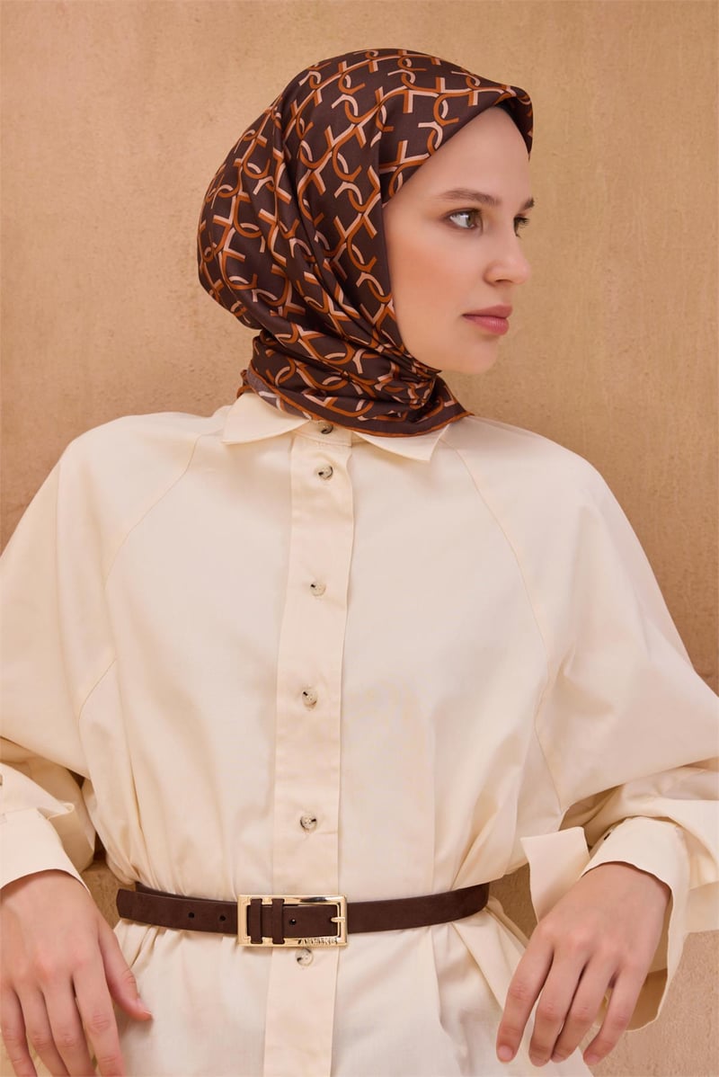 {URUNSEO_TITLE} | BELLI | BELLİ İPEK EŞARP | BELLİ MONOGRAM DESEN İPEK EŞARP 4102D TWILL - 84