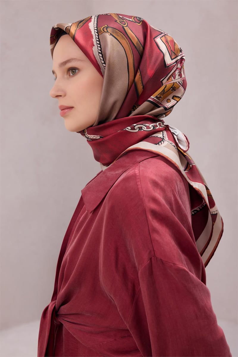 {URUNSEO_TITLE} | BELLI | BELLİ İPEK EŞARP | BELLİ OBJE DESEN İPEK EŞARP 4205D (TWILL) BORDO - 04