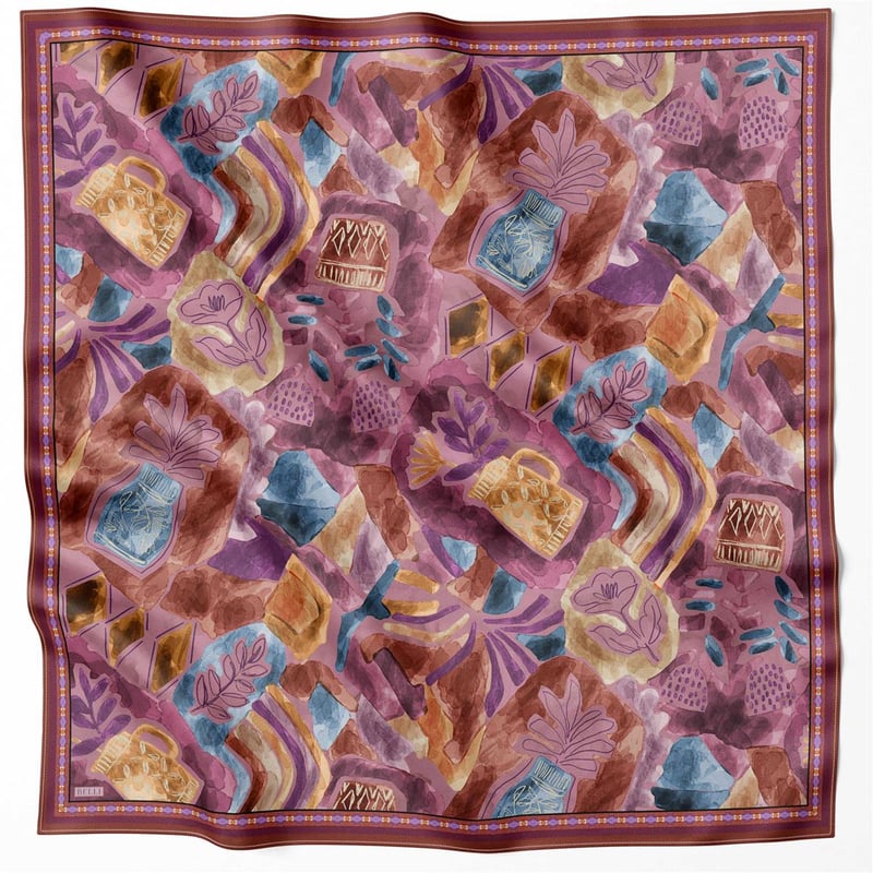BELLİ OBJE DESEN İPEK EŞARP 4216D (TWILL) FUŞYA - 52