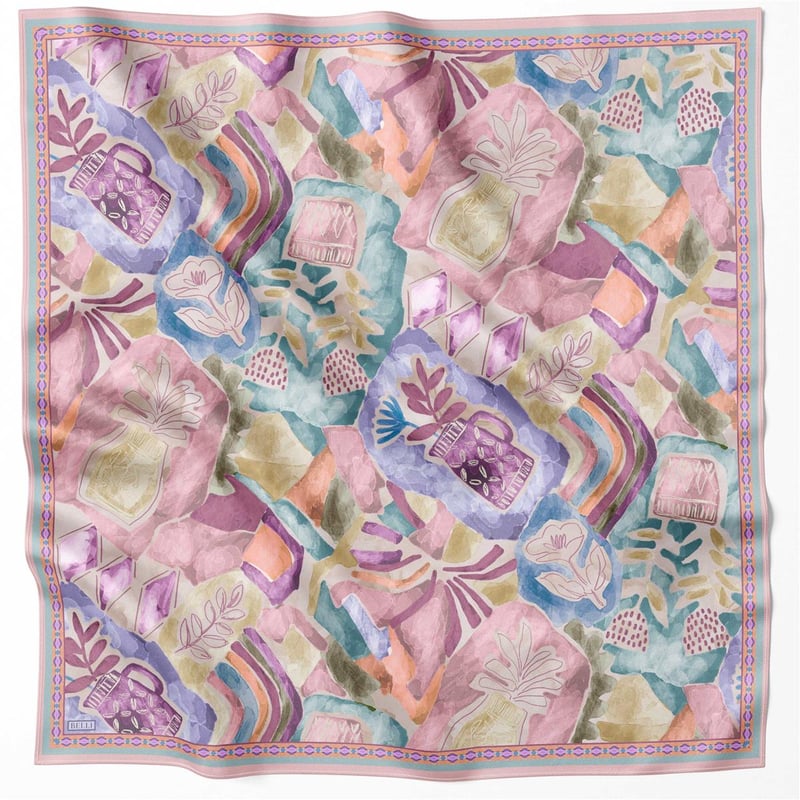 BELLİ OBJE DESEN İPEK EŞARP 4216D (TWILL) PUDRA - 07