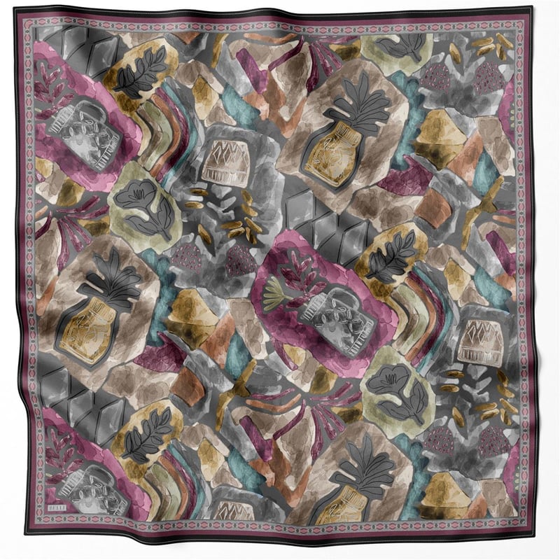 {URUNSEO_TITLE} | BELLI | BELLİ İPEK EŞARP | BELLİ OBJE DESEN İPEK EŞARP 4216D (TWILL) ANTRASİT - 86