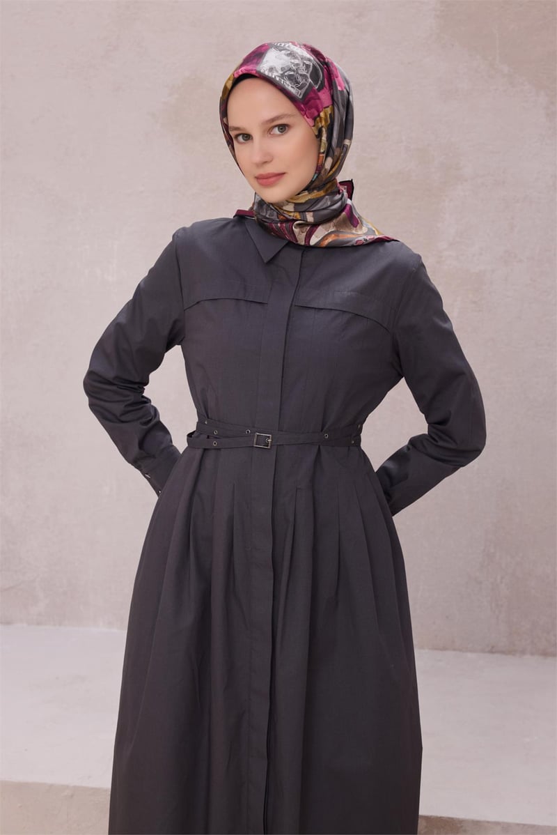 {URUNSEO_TITLE} | BELLI | BELLİ İPEK EŞARP | BELLİ OBJE DESEN İPEK EŞARP 4216D (TWILL) ANTRASİT - 86