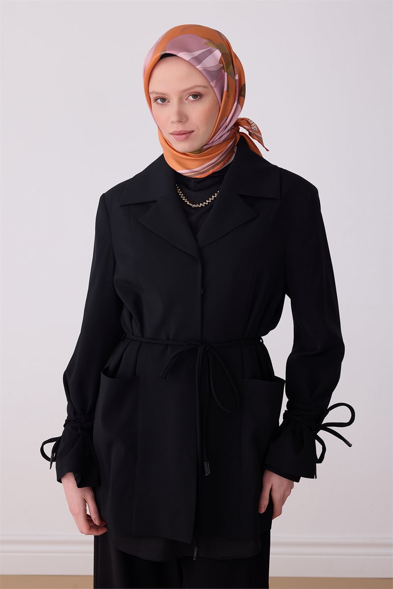 Belli Oranj Çiçek Desen %100 Twill İpek Eşarp 4303-33