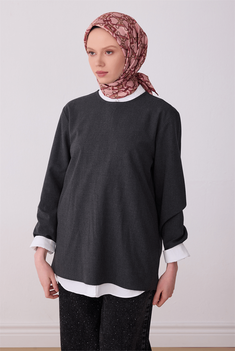 Belli Pembe Klasik Desen %100 Twill İpek Eşarp 4328-02