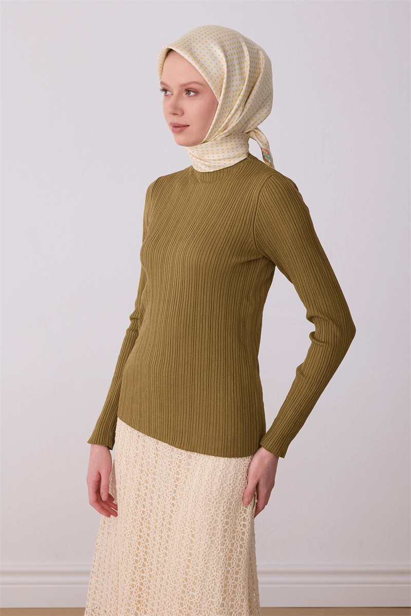 Belli Sarı Klasik Desen %100 Twill İpek Eşarp 4326-84