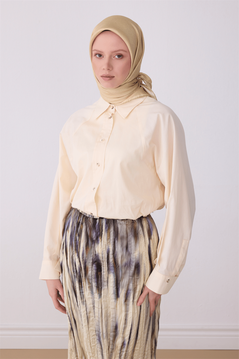 Belli Sarı Klasik Desen %100 Twill İpek Eşarp 4305-04