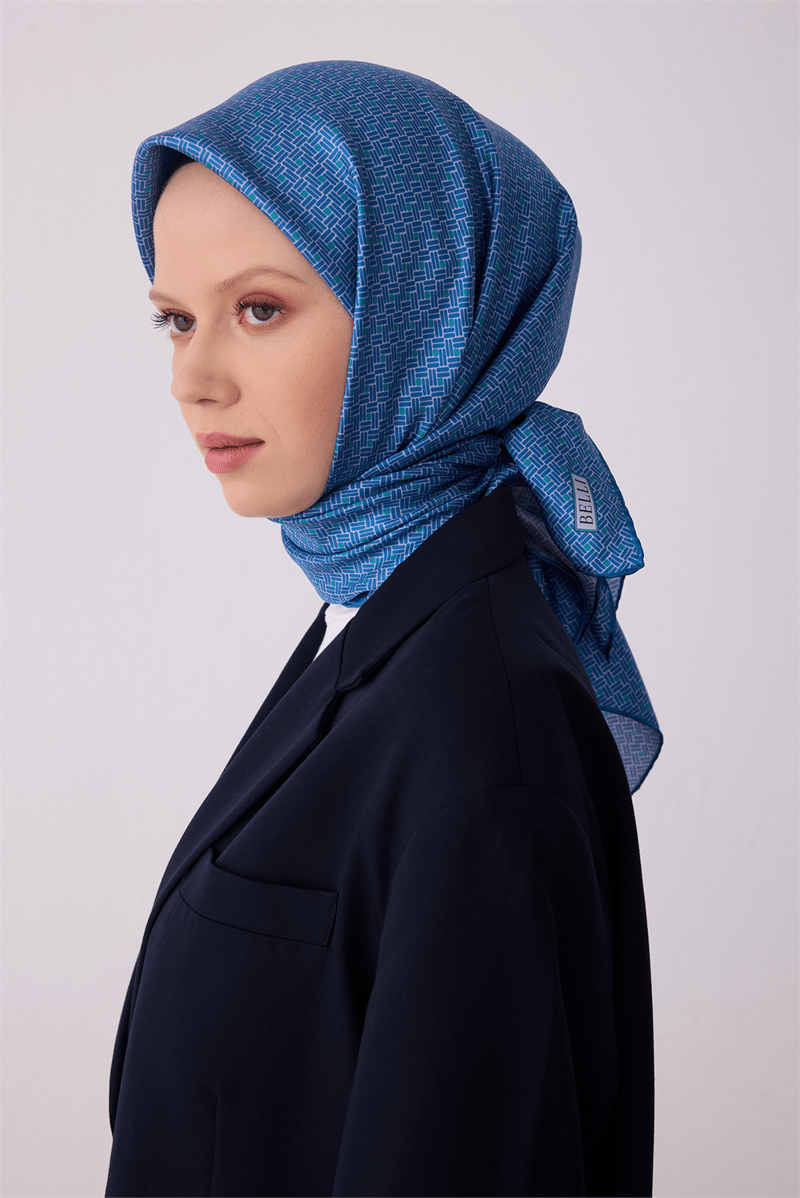 Belli Siyah Klasik Desen %100 Twill İpek Eşarp 4317-50