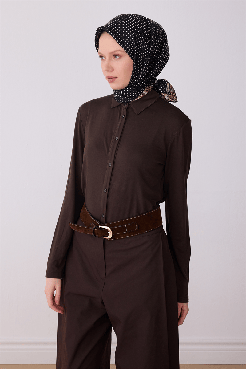 Belli Siyah Klasik Desen %100 Twill İpek Eşarp 4326-02
