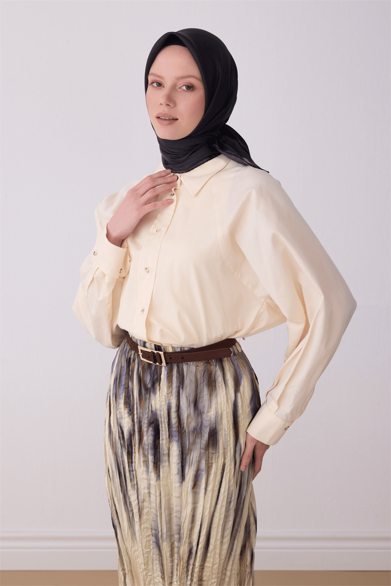 Belli Siyah Klasik Desen %100 Twill İpek Eşarp 4305-50