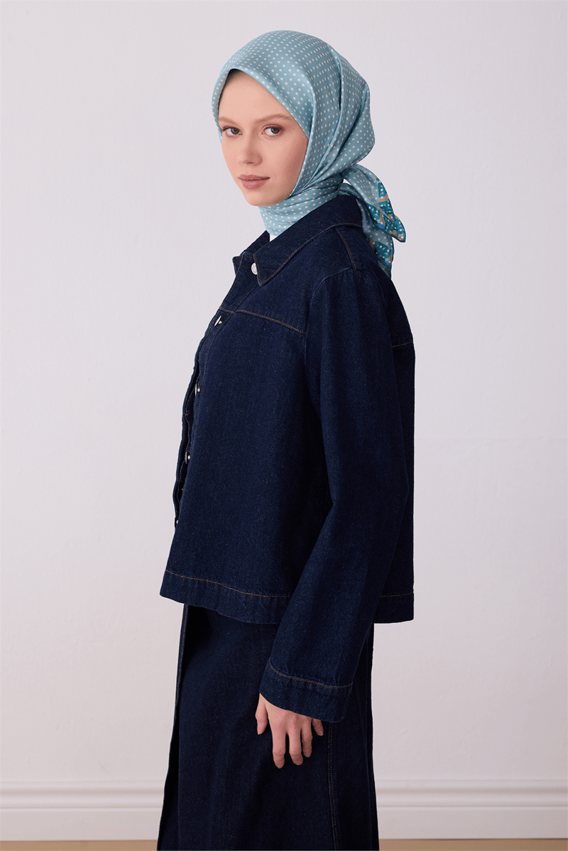 Belli Yeşil Klasik Desen %100 Twill İpek Eşarp 4326-54