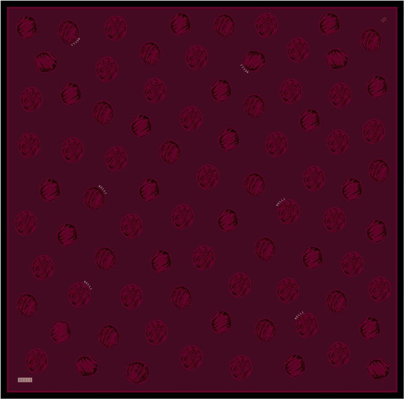 Bordo Geometrik Desen %100 Twill İpek Eşarp 4427-31