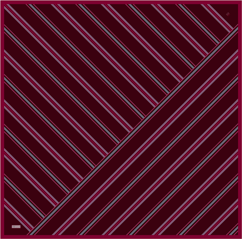 Bordo Geometrik Desen %100 Twill İpek Eşarp 4405-80