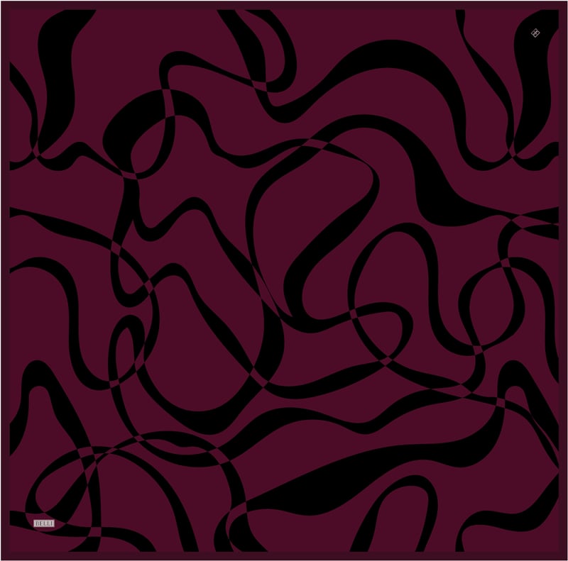 Bordo Soyut Desen %100 Twill İpek Eşarp 4429-32