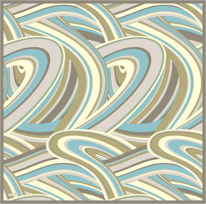 Cam göbeği Geometrik Desen %100 Twill İpek Eşarp 4311-34