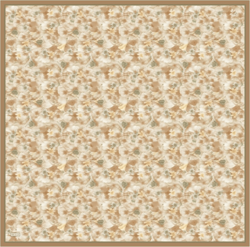 Camel Çiçek Desen %100 Twill İpek Eşarp 4319-06
