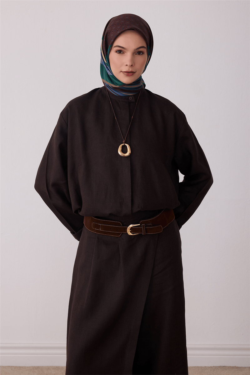 Çok Renkli Geometrik Desen %100 Twill İpek Eşarp 4423-83