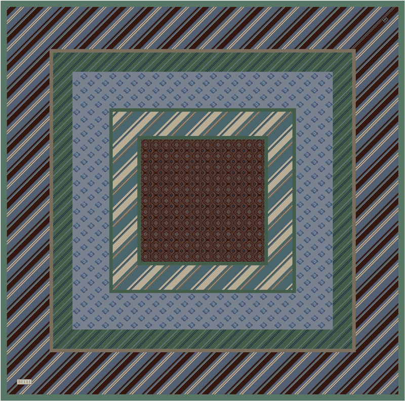 Çok Renkli Geometrik Desen %100 Twill İpek Eşarp 4423-83