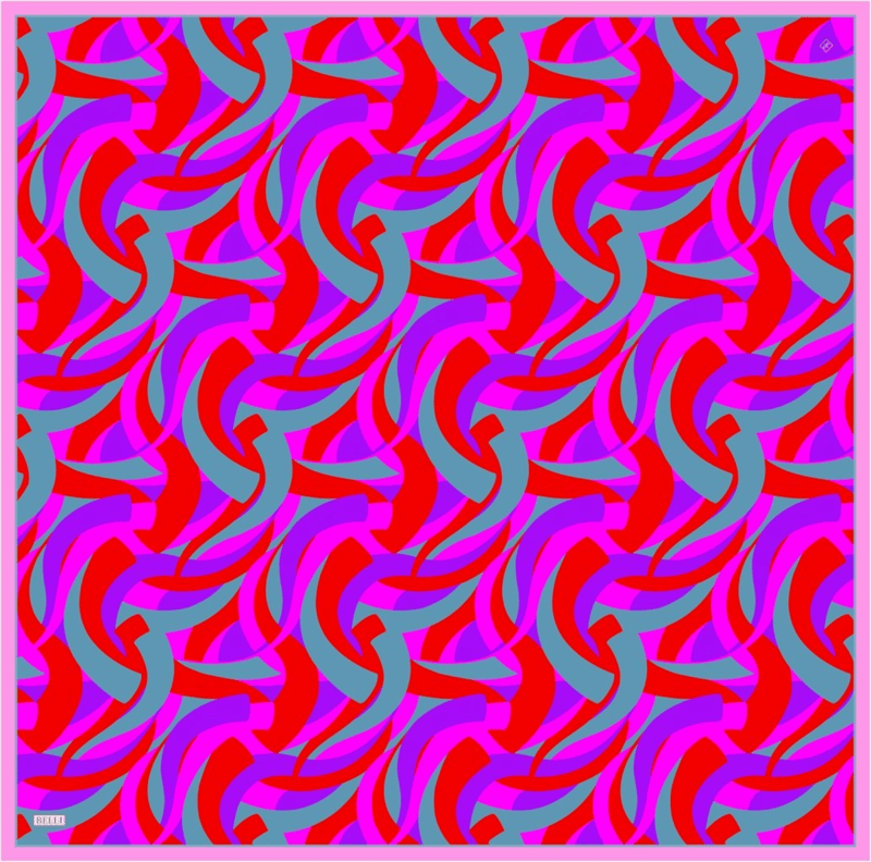 Çok Renkli Geometrik Desen %100 Twill İpek Eşarp 4327-20