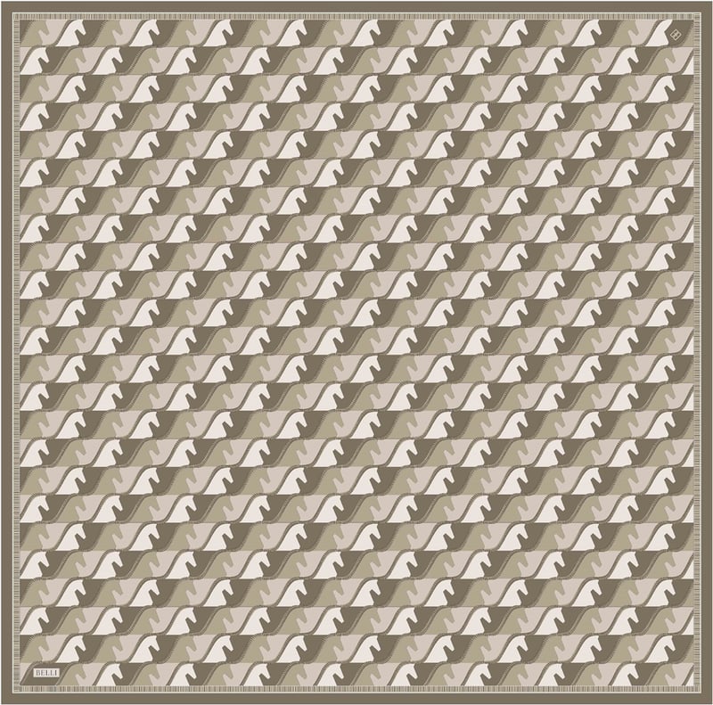 Çok Renkli Geometrik Desen %100 Twill İpek Eşarp 4406-86