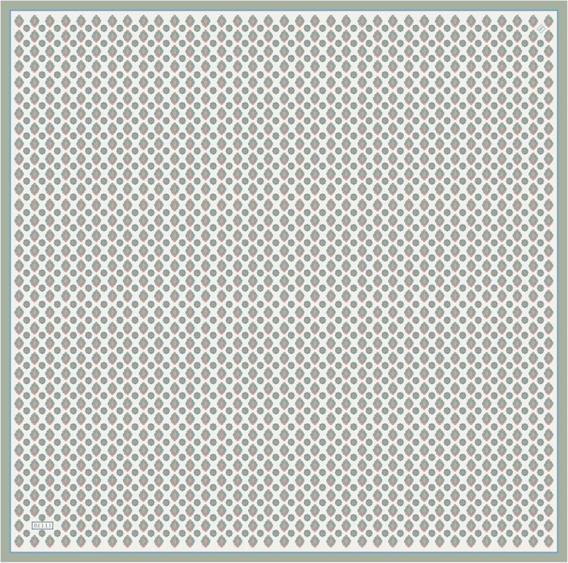 Ekru Etnik Desen %100 Twill İpek Eşarp 4308-87