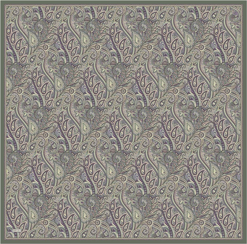 Füme Etnik Desen %100 Twill İpek Eşarp 4404-82