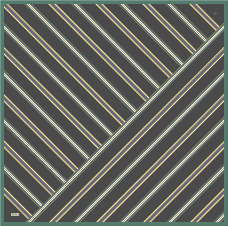 Füme Geometrik Desen %100 Twill İpek Eşarp 4405-83