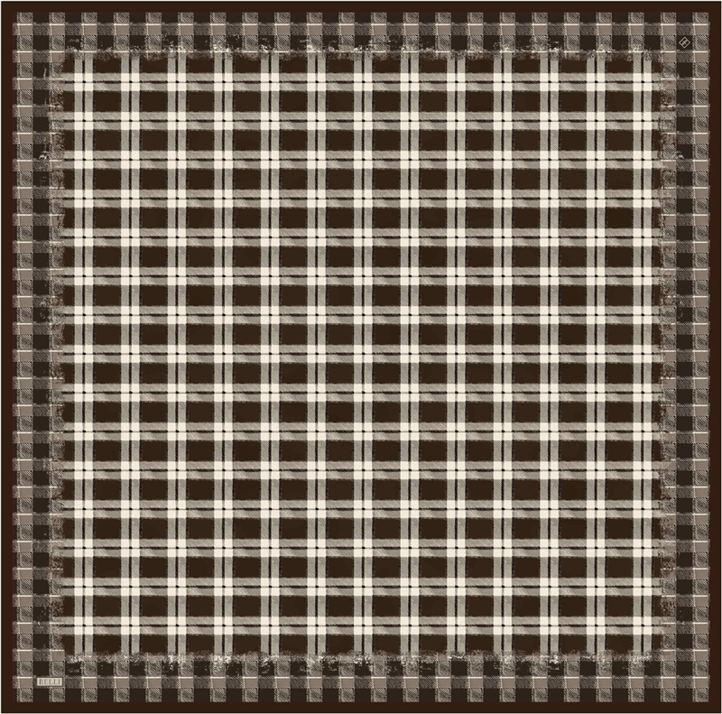 Kahverengi Geometrik Desen %100 Twill İpek Eşarp 4421-55