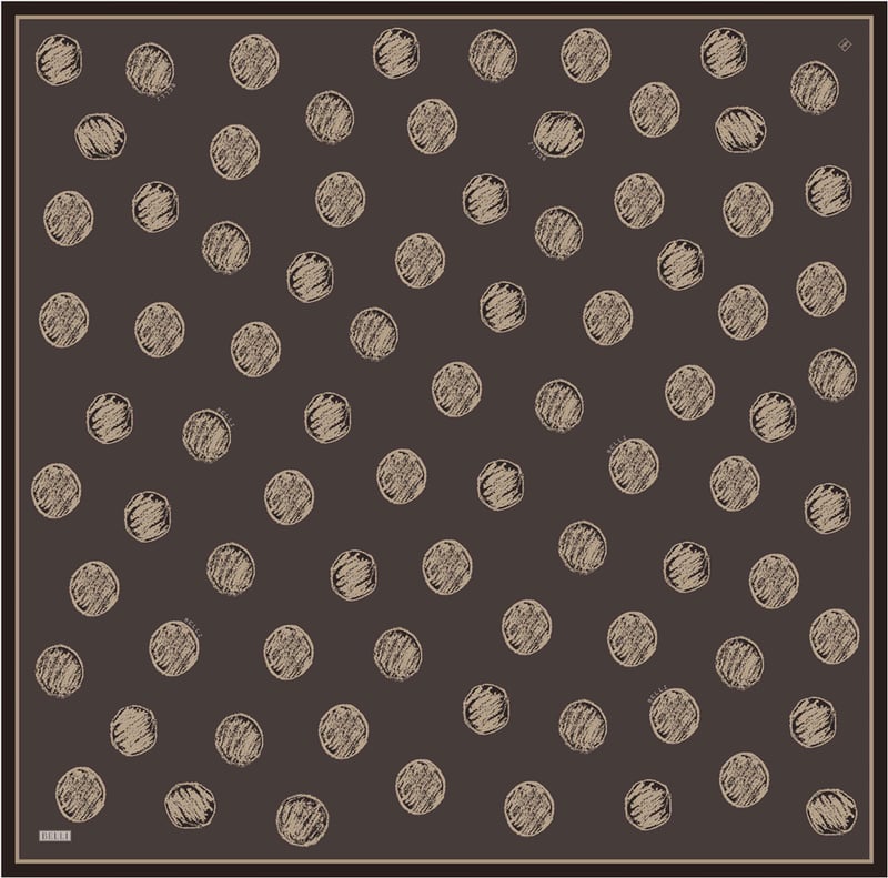 Kahverengi Geometrik Desen %100 Twill İpek Eşarp 4427-32