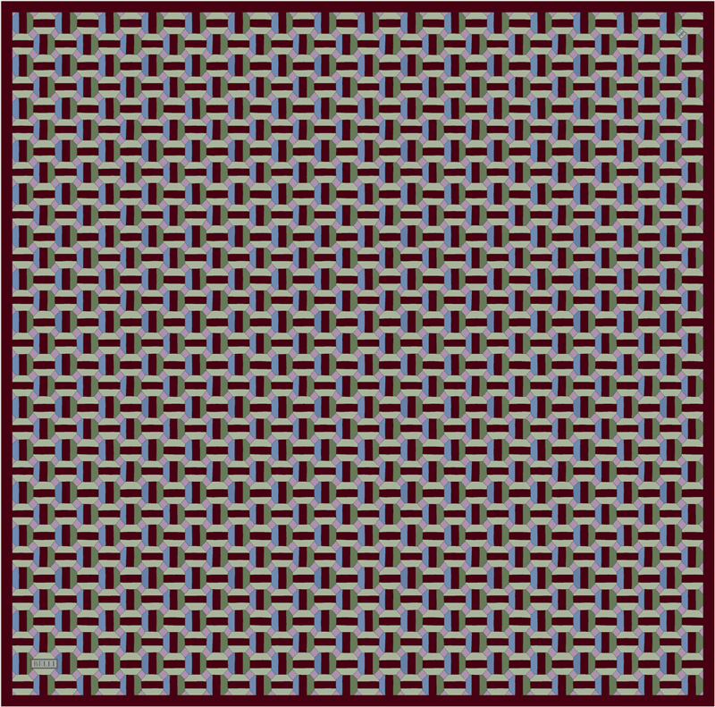 Kahverengi Geometrik Desen %100 Twill İpek Eşarp 4407-57