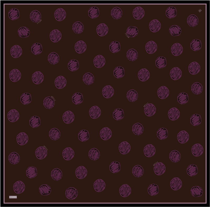 Kahverengi Geometrik Desen %100 Twill İpek Eşarp 4427-33
