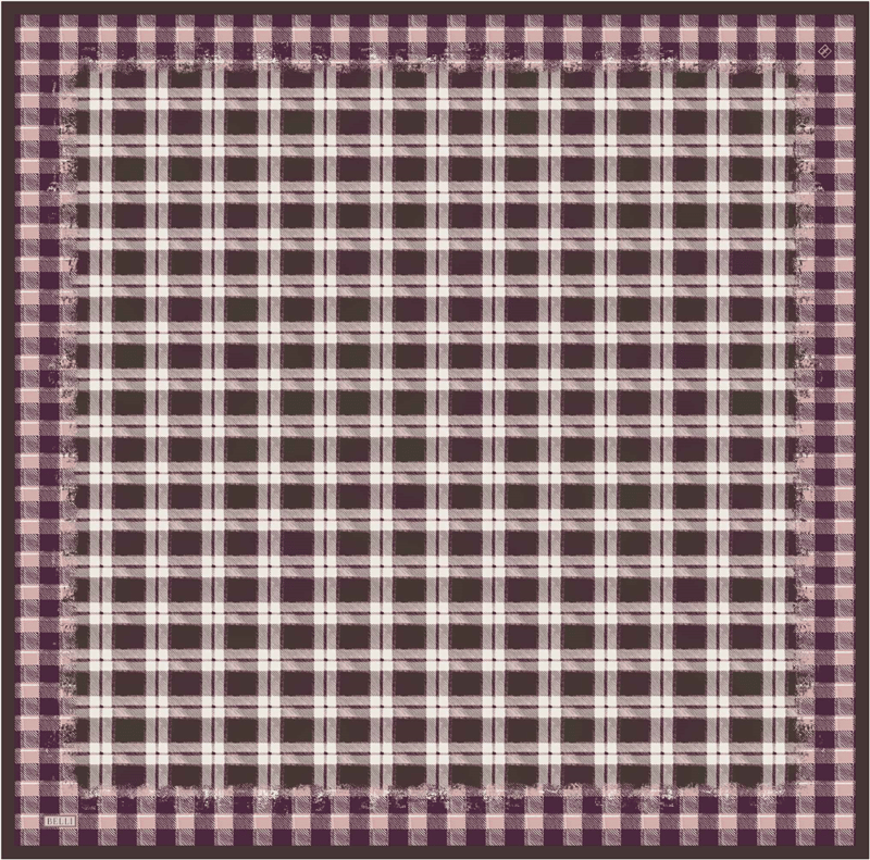 Kahverengi Geometrik Desen %100 Twill İpek Eşarp 4421-54
