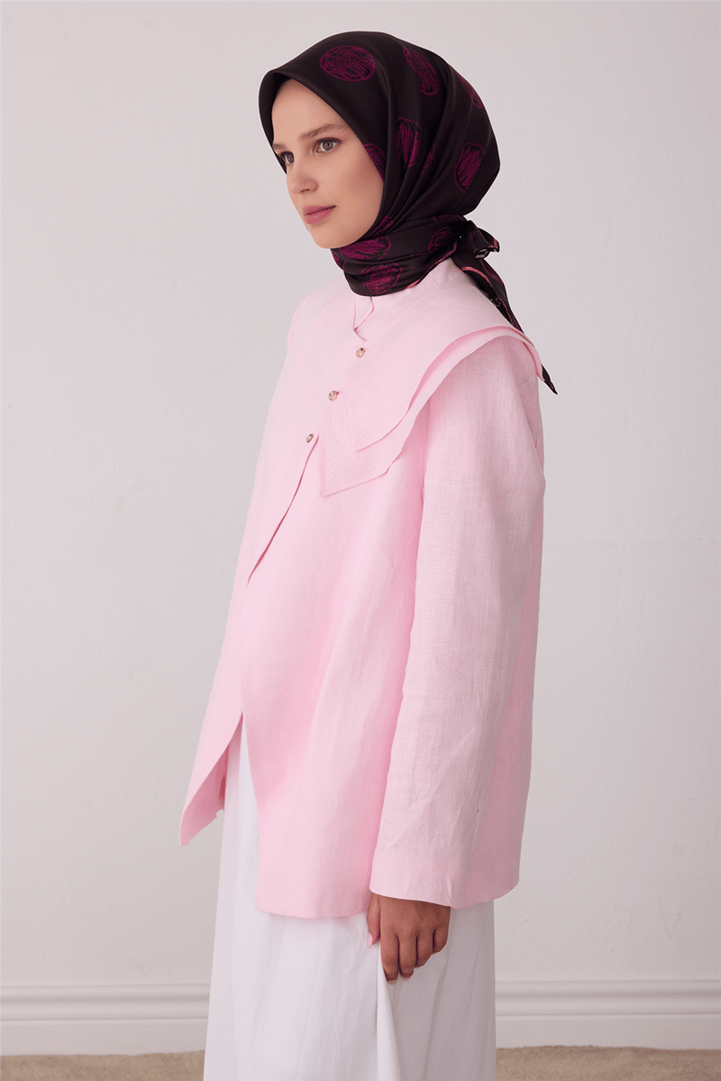 Kahverengi Geometrik Desen %100 Twill İpek Eşarp 4427-33