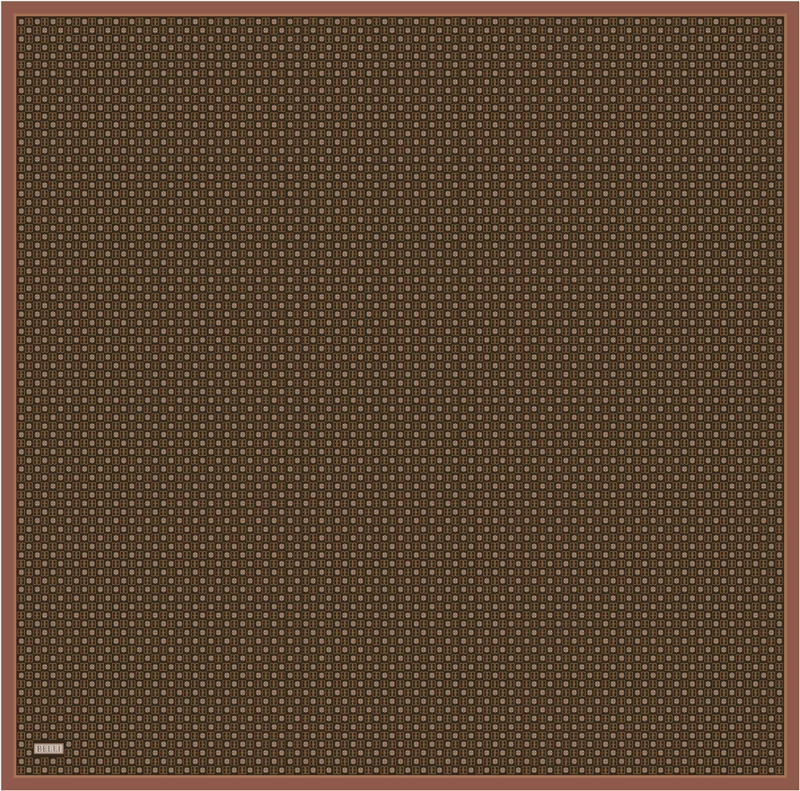 Kahverengi Monogram Desen %100 Twill İpek Eşarp 4418-53