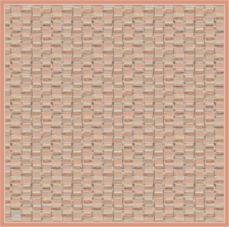 Kiremit  Geometrik Desen %100 Twill İpek Eşarp 4302-81