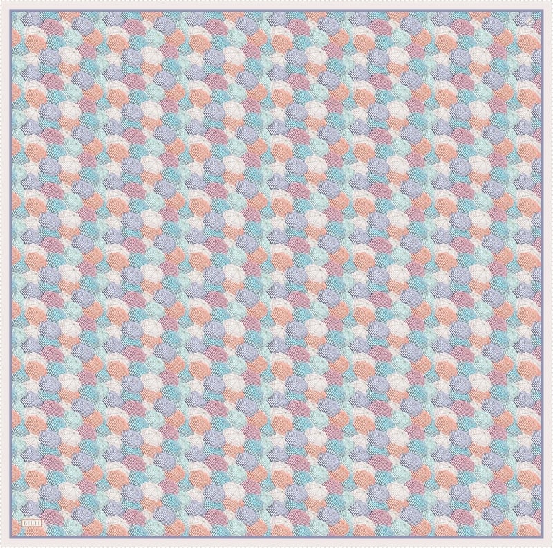Kırmızı Çok Renkli Obje Desen %100 Twill İpek Eşarp 4313-34