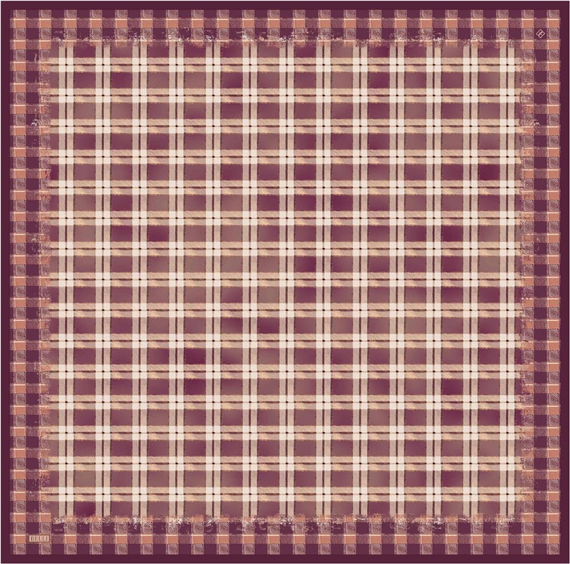 Kırmızı Geometrik Desen %100 Twill İpek Eşarp 4421-02