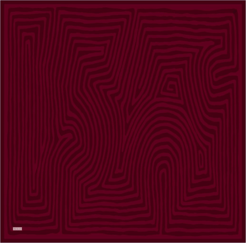 Kırmızı Geometrik Desen %100 Twill İpek Eşarp 4325-51