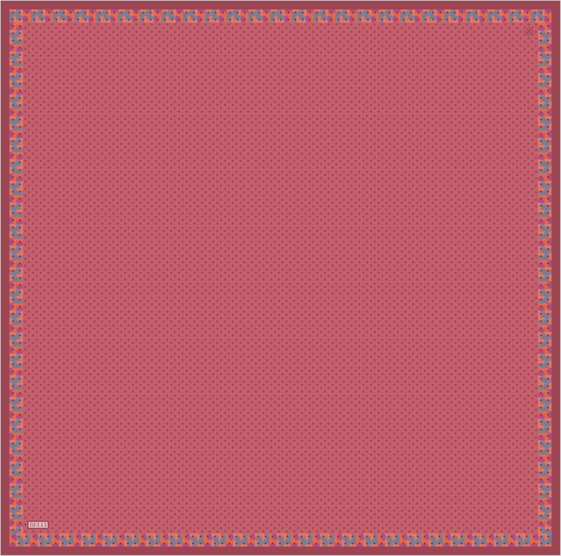 Kırmızı Klasik Desen %100 Twill İpek Eşarp 4326-33