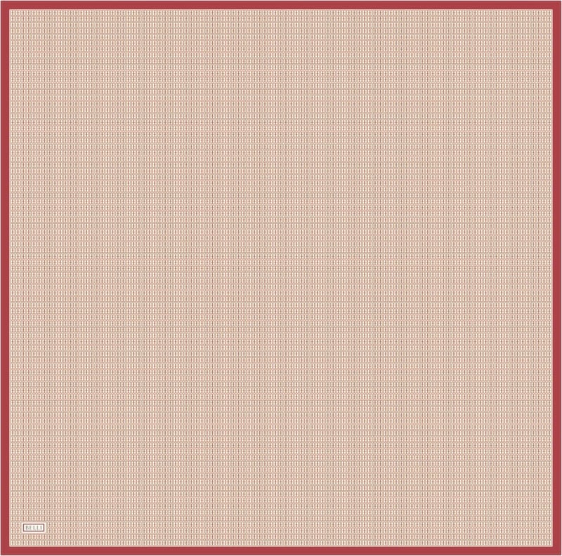 Kırmızı Monogram Desen %100 Twill İpek Eşarp 4321-83