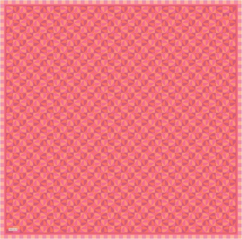 Kırmızı Obje Desen %100 Twill İpek Eşarp 4322-31