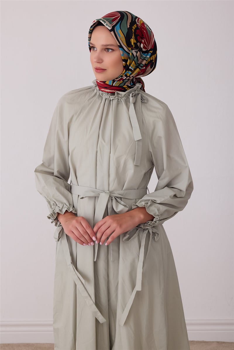 Kırmızı Soyut Desen %100 Twill İpek Eşarp 4417-32