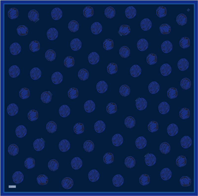Lacivert Geometrik Desen %100 Twill İpek Eşarp 4427-34