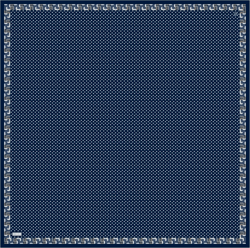 Lacivert Klasik Desen %100 Twill İpek Eşarp 4326-86