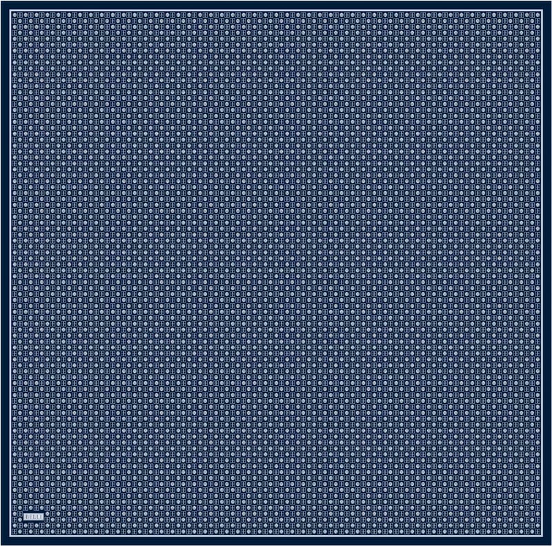 Lacivert Monogram Desen %100 Twill İpek Eşarp 4418-05