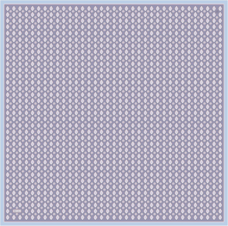 Lila Etnik Desen %100 Twill İpek Eşarp 4308-35