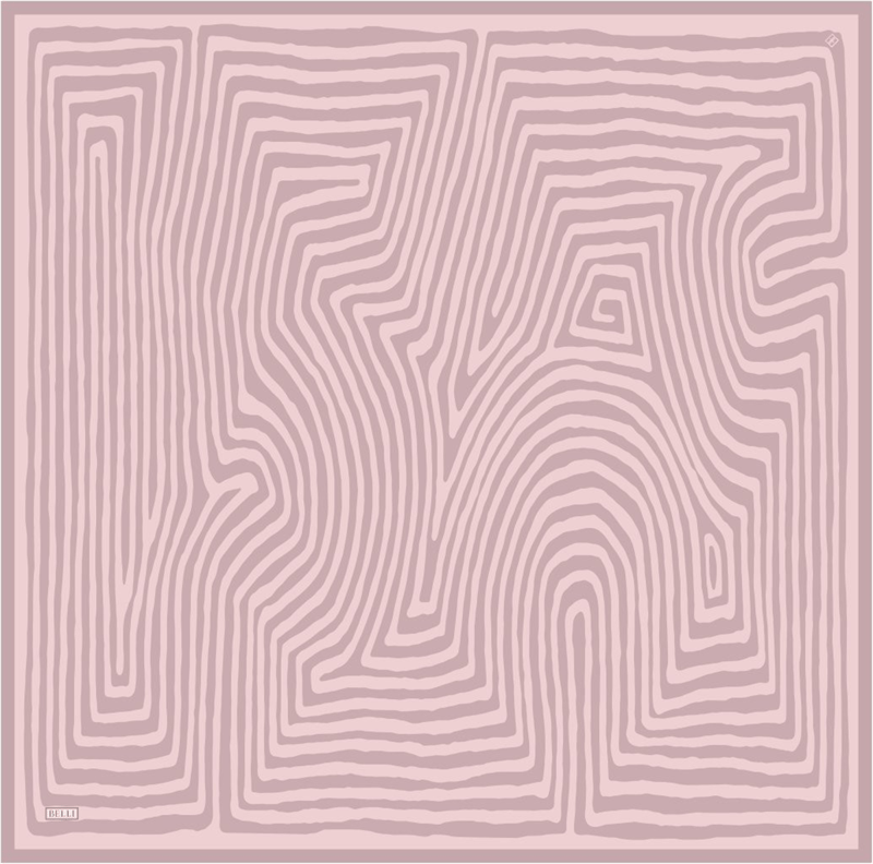 Lila Geometrik Desen %100 Twill İpek Eşarp 4325-01